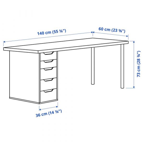 ЛАГКАПТЕН / АЛЕКС Письменный стол, под беленый дуб/белый 140x60 см - 694.320.25