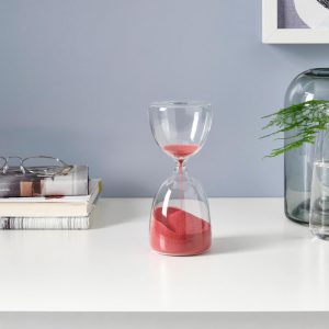 ЭФТЕТЭНКА Декоративные песочные часы, прозрачное стекло/темно-розовый 16 см - 805.066.37