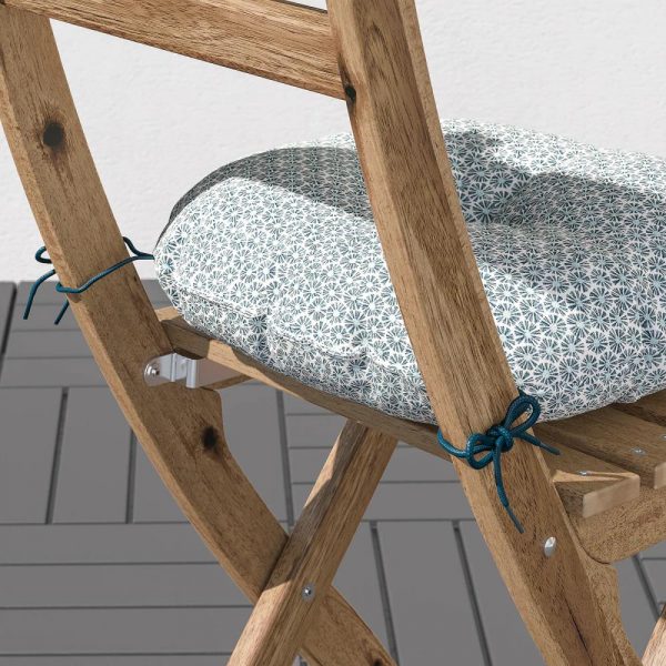 АСКХОЛЬМЕН Садовый стул, складной светло-коричневая морилка/клёсан синий - 294.351.58