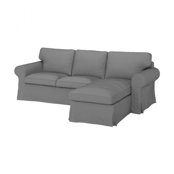 ЭКТОРП Чехол на 3-местный диван, с козеткой/реммарн светло-серый - 004.726.36