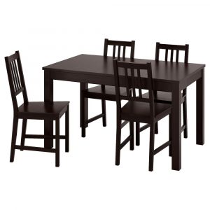 ЛАНЕБЕРГ / СТЕФАН Стол и 4 стула, коричневый/коричнево-чёрный 130/190x80 см - 894.829.53