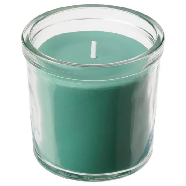 ХЕДЕРСАМ Ароматическая свеча в стакане, Свежая трава/светло-зеленый 20 ч - 505.023.77