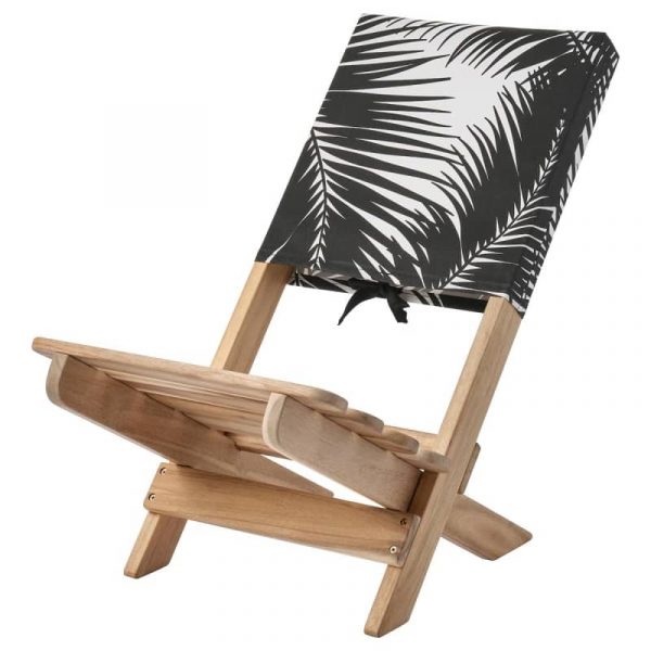 КОСЕБЕРГА Пляжный стул, для сада акация/черный белый - 605.144.07