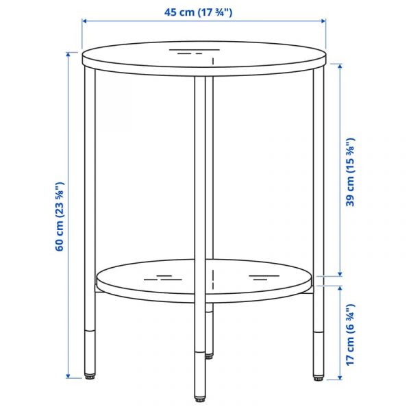 ASPEROD придиванный столик, 45 см, черный/стекло черный - 104.621.80