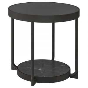 FROTORP придиванный столик, 48 см, антрацит под мрамор/черный стекло - 104.922.76