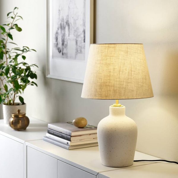 BLIDVADER лампа настольная, 50 см, белый с оттенком керамика/бежевый - 805.012.58
