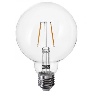 LUNNOM светодиодная лампочка E27 150 лм, 95 мм, шарообразный прозрачный - 605.393.04