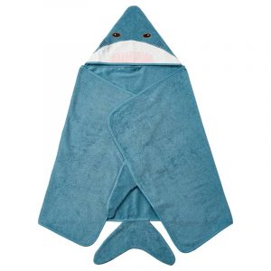 BLAVINGAD полотенце с капюшоном, 70x140 см, в виде акулы/сине-серый - 905.284.41