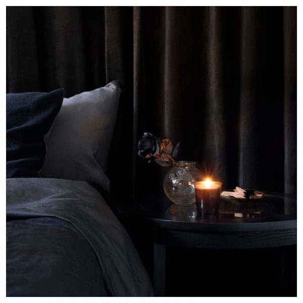 LOVTRAD ароматическая свеча в стакане, 20 ч, Черная роза и сандаловое дерево/серый - 505.271.51