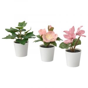 FEJKA искусственное растение в горшке,3шт, 6 см, д/дома/улицы зеленый/розовый - 305.228.85
