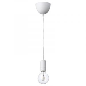 LUNNOM/SUNNEBY подвесной светильник с лампочкой, белый/шарообразный прозрачный - 894.915.04