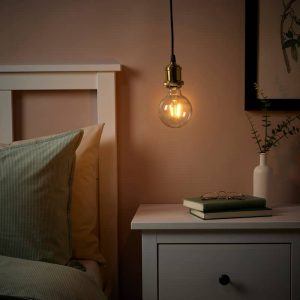 LUNNOM/JALLBY подвесной светильник с лампочкой, латунированный шарообразный/прозрачный - 594.915.05