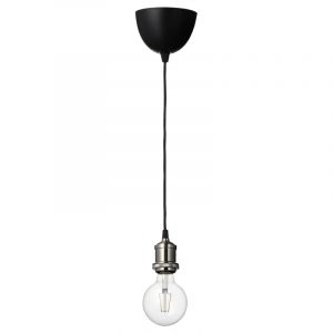 LUNNOM/JALLBY подвесной светильник с лампочкой, никелированный/шарообразный прозрачный - 394.915.06