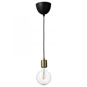 LUNNOM/SKAFTET подвесной светильник с лампочкой, латунированный/регулируемая яркость шаровидный - 194.944.50