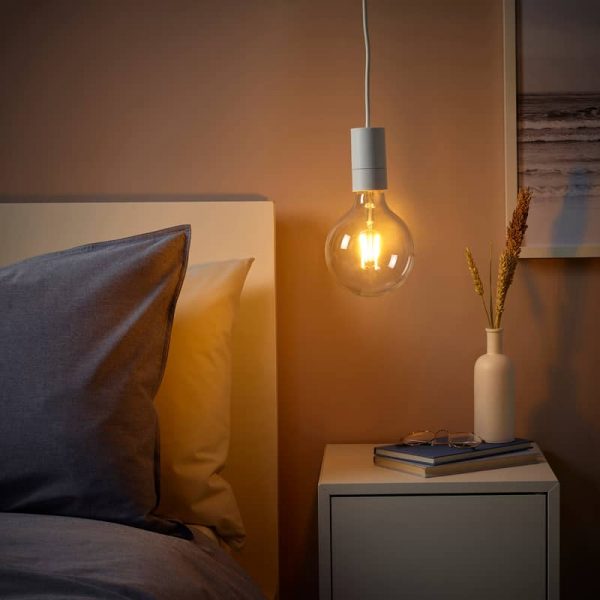 LUNNOM/SUNNEBY подвесной светильник с лампочкой, белый/регулируемая яркость шарообразный - 794.944.52