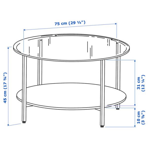 VITTSJO журнальный стол, 75 см, черно-коричневый/стекло - 802.133.09