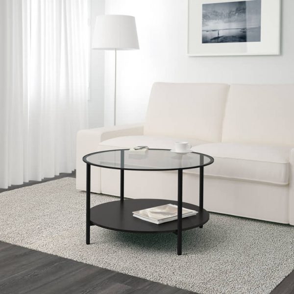 VITTSJO журнальный стол, 75 см, черно-коричневый/стекло - 802.133.09