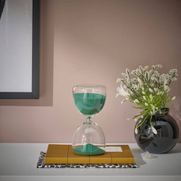 EFTERTANKA декоративные песочные часы, 15 см, прозрачное стекло/зеленый - 305.379.81
